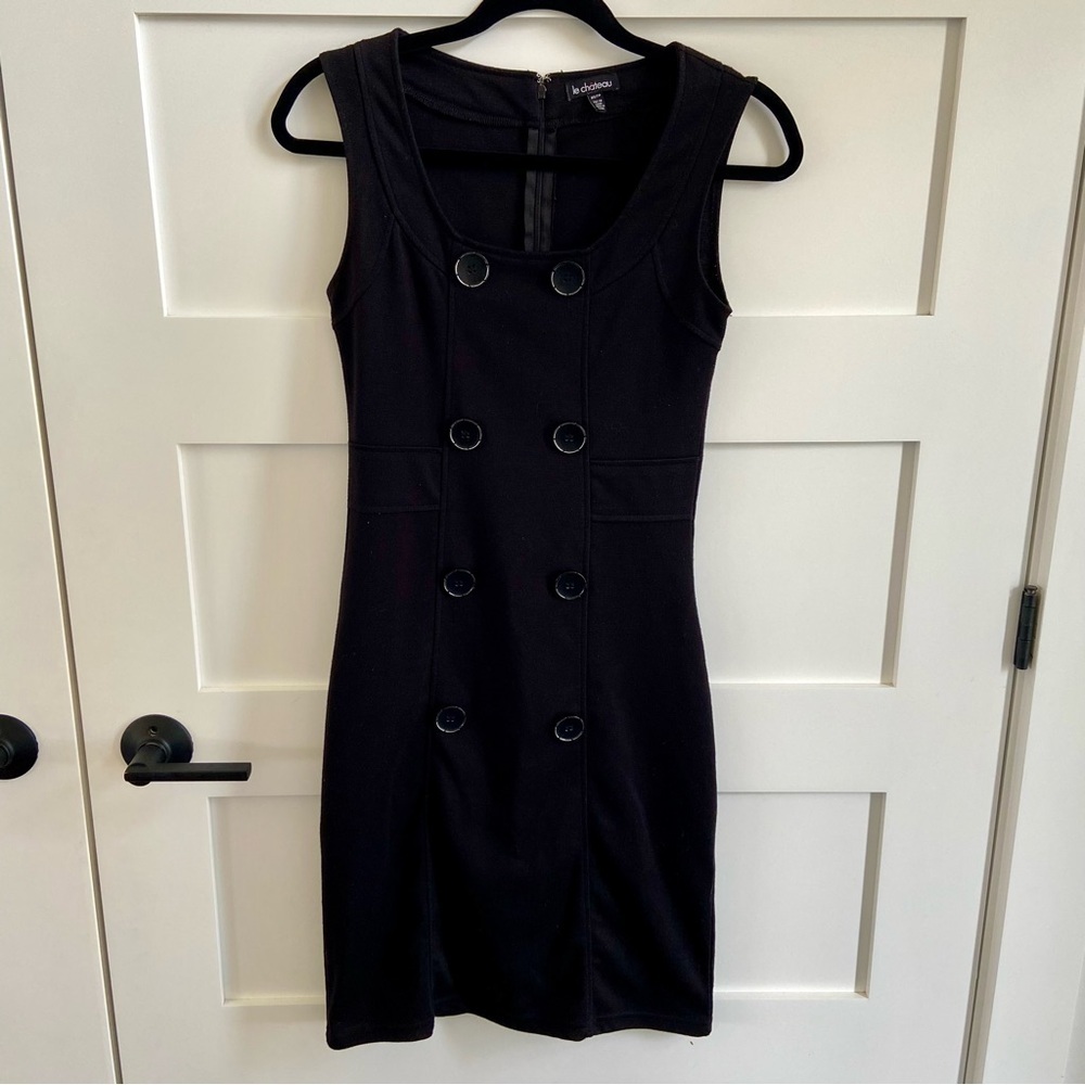 Vintage 90s Le Chateau Black Sleeveless Mini Dress